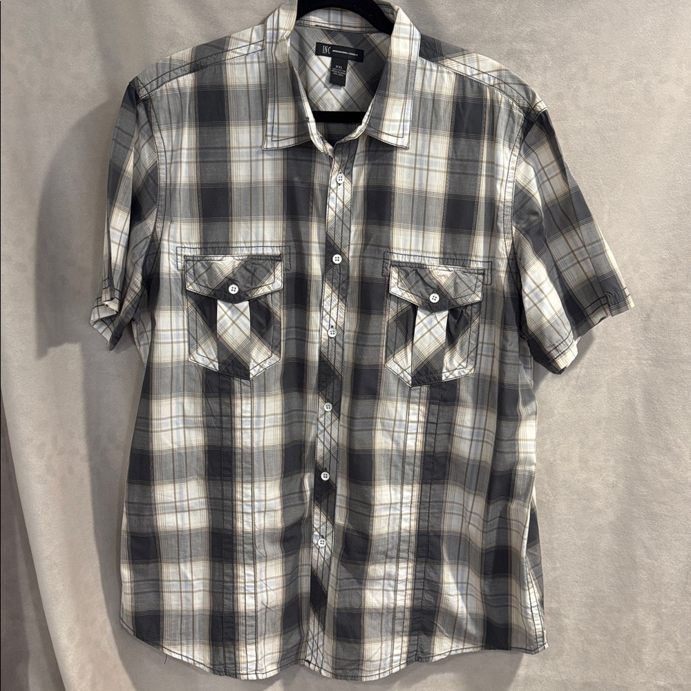 INC International Concepts Plaid Cotton Shirt